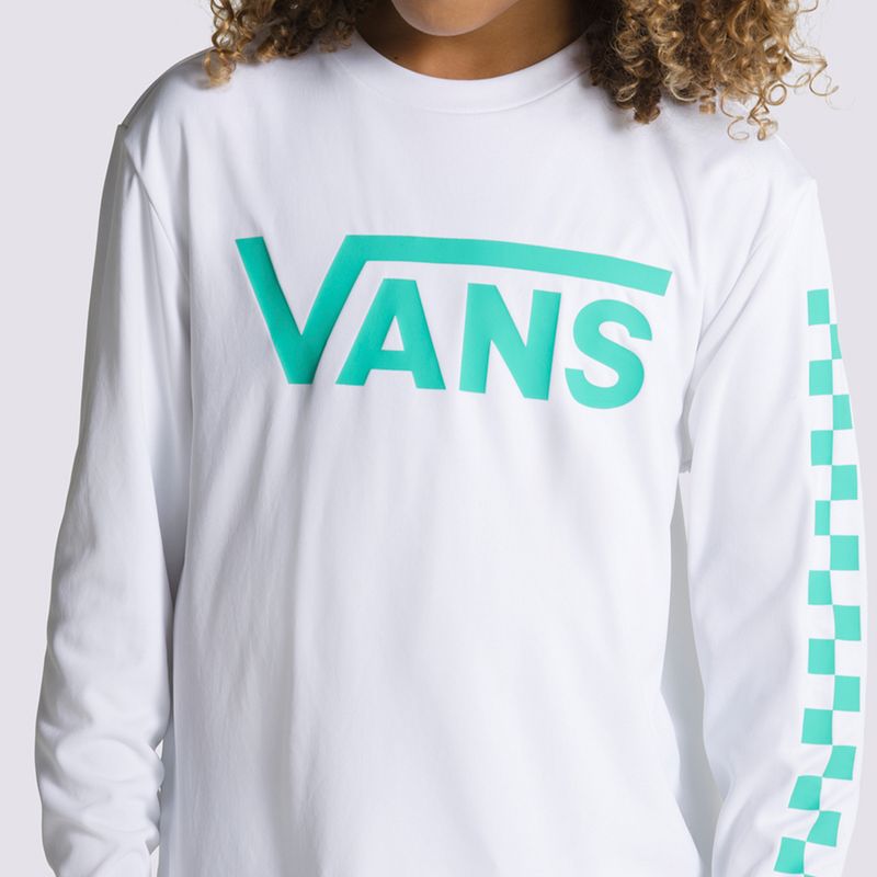 Polera Vans Classic Checker Sun Shirt Ls Boys White Waterfall Vans