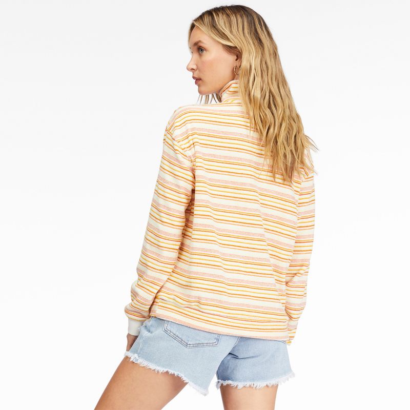 Poleron-Mujer--Retro-Summer-Mock-Neck-Half-Zip-Sweatshirt
