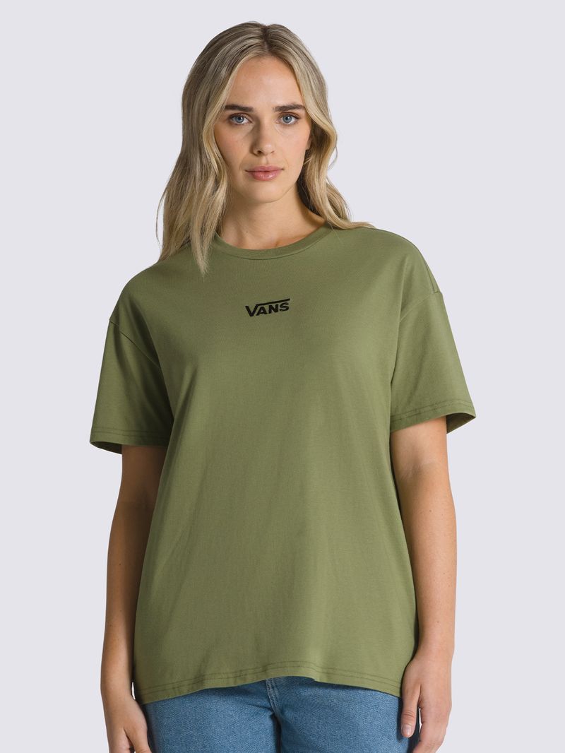 Polera Manga Corta Mujer Flying V Oversized Verde Musgo Vans Vans Chile