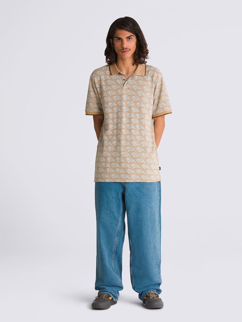 Polera-Manga-Corta-Hombre-Lewis-Mills-Polo-Beige-Vans