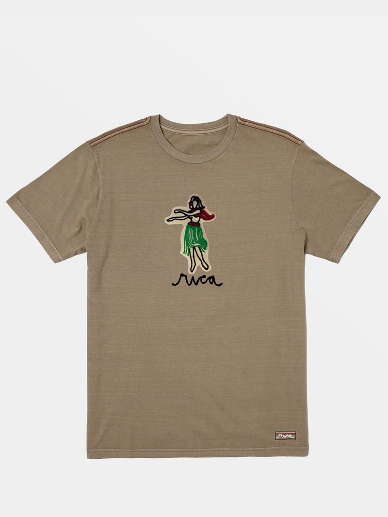 Polera Manga Corta Hombre Oblow Hula Verde RVCA