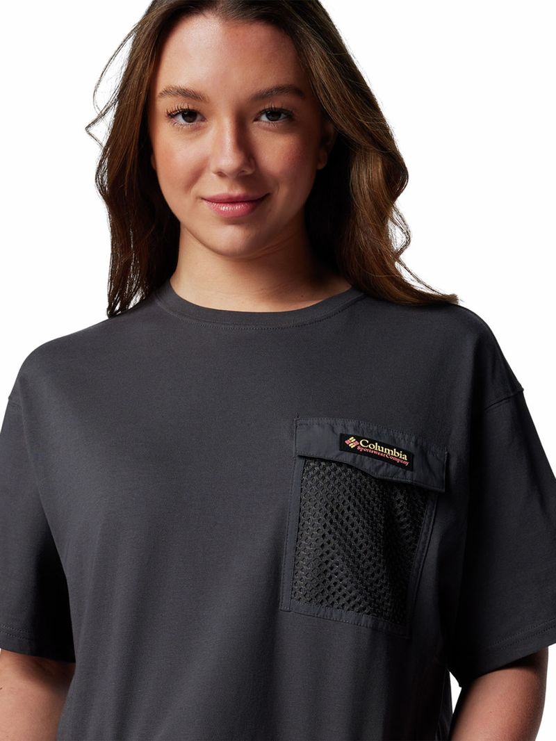 Polera Manga Corta Mujer Painted Peak Knit Gris Columbia