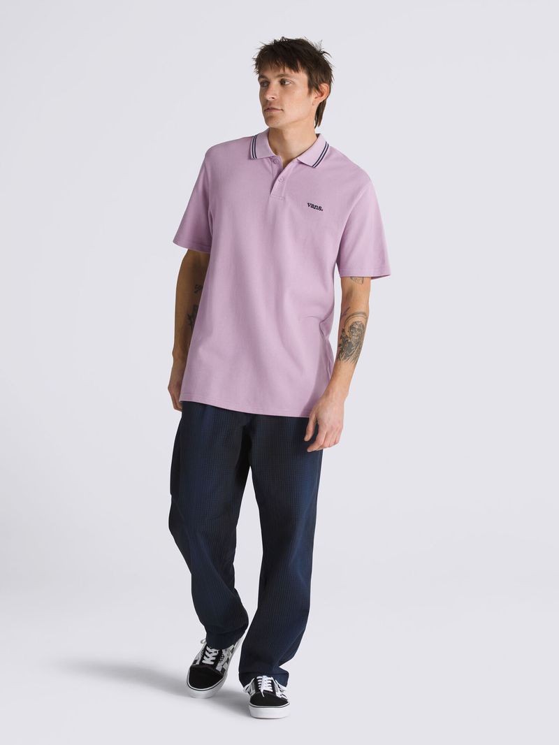 Polera-Manga-Corta-Hombre-Halecrest-Polo-Shirt-Morado-Vans