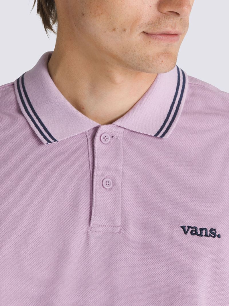 Polera-Manga-Corta-Hombre-Halecrest-Polo-Shirt-Morado-Vans