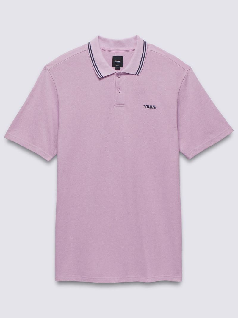 Polera-Manga-Corta-Hombre-Halecrest-Polo-Shirt-Morado-Vans