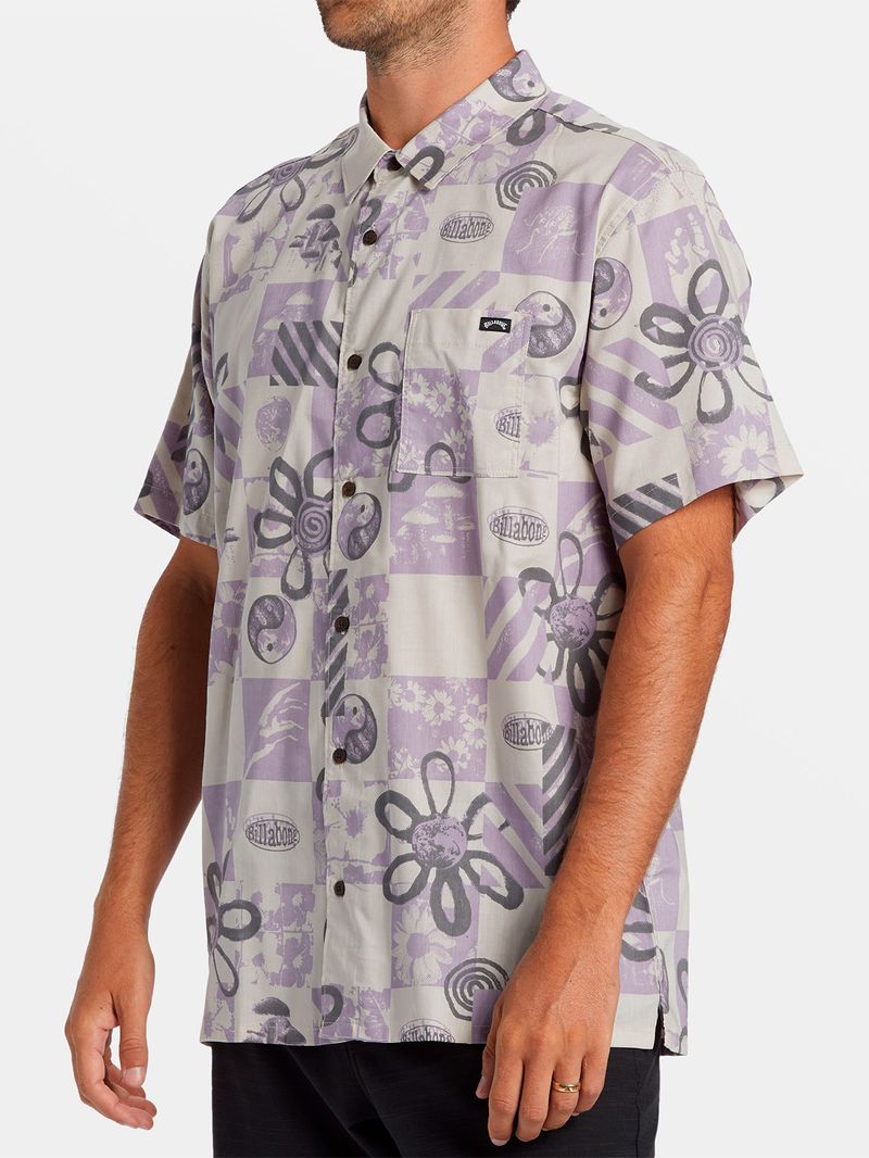 Camisa Manga Corta Hombre Double Vision Purple Flowers Billabong