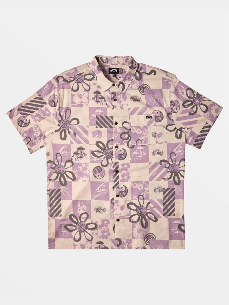 Camisa Manga Corta Hombre Double Vision Purple Flowers Billabong