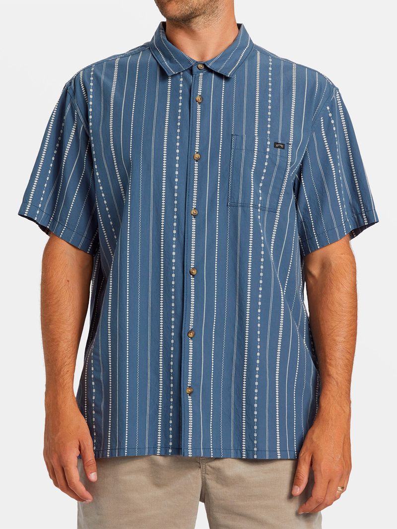 Camisa-Manga-Corta-Hombre-Sundays-Jacquard-Azul-Billabong