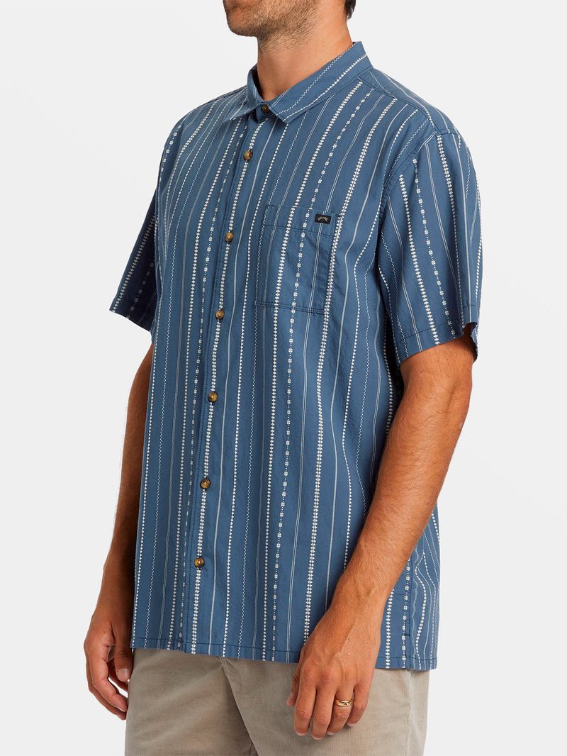 Camisa-Manga-Corta-Hombre-Sundays-Jacquard-Azul-Billabong