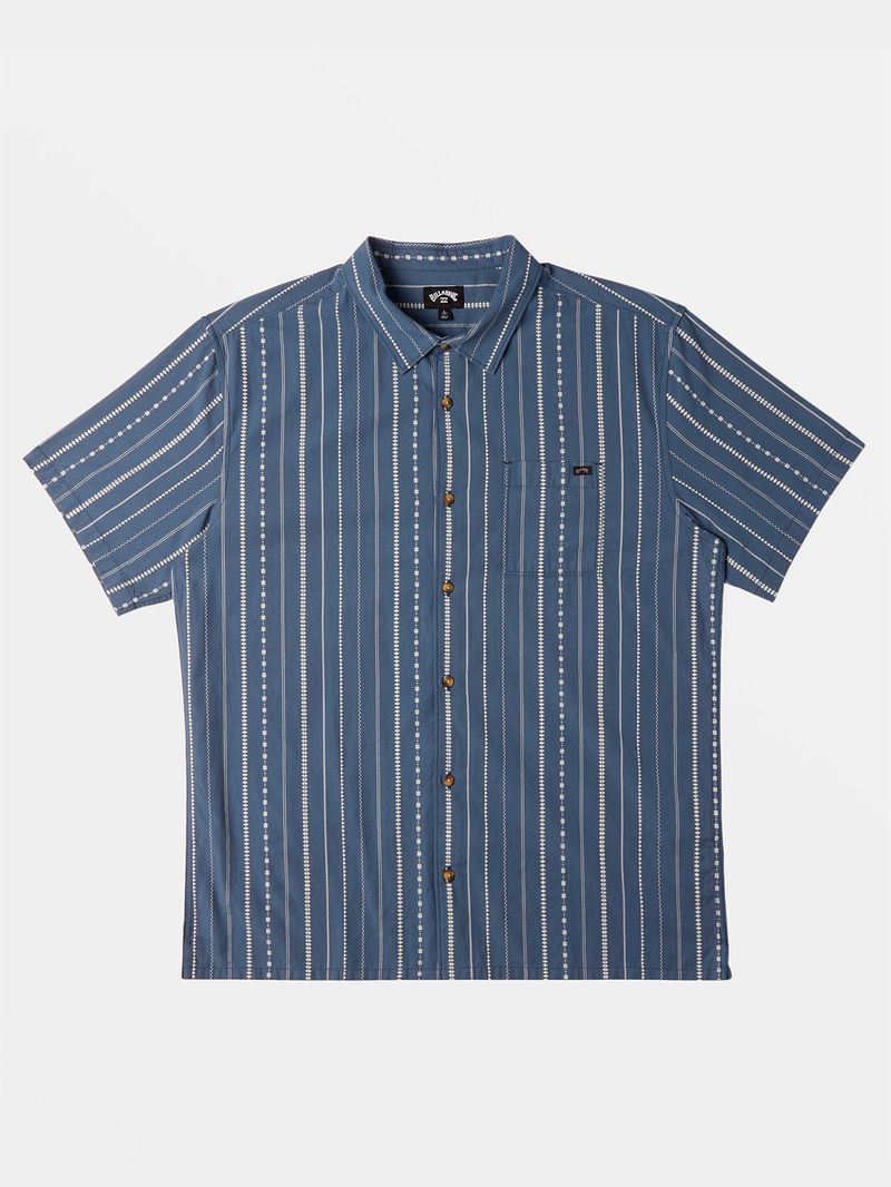 Camisa-Manga-Corta-Hombre-Sundays-Jacquard-Azul-Billabong