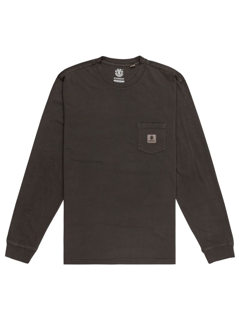 Polera Manga Larga Hombre Basic Pocket Negra Element