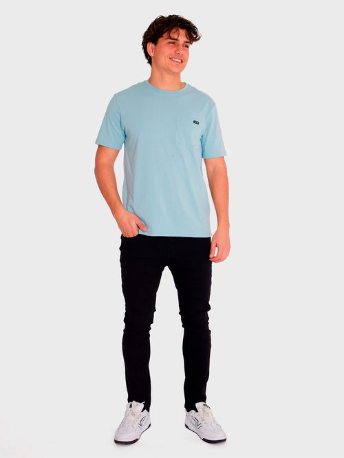 Polera Manga Corta Hombre Essential Pocket Celeste Billabong