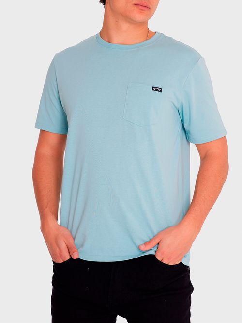 Polera Manga Corta Hombre Essential Pocket Celeste Billabong