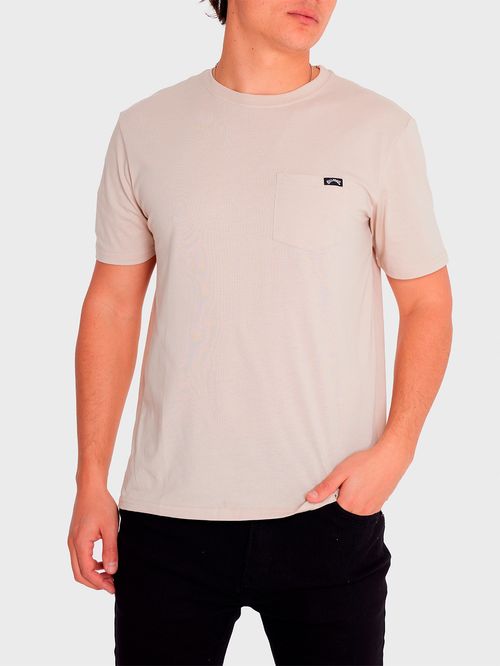 Polera Manga Corta Hombre Essential Pocket Gris Billabong