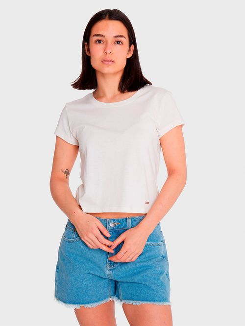 Polera Manga Corta Mujer Essential Crop Blanca Billabong