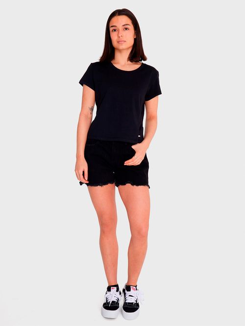Polera Manga Corta Mujer Essential Crop Negra Billabong