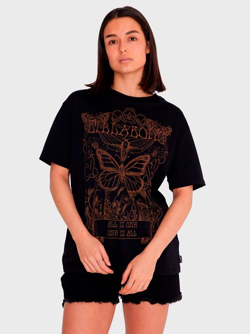 Polera Mujer Boyfriend Butterfly Negra Billabong