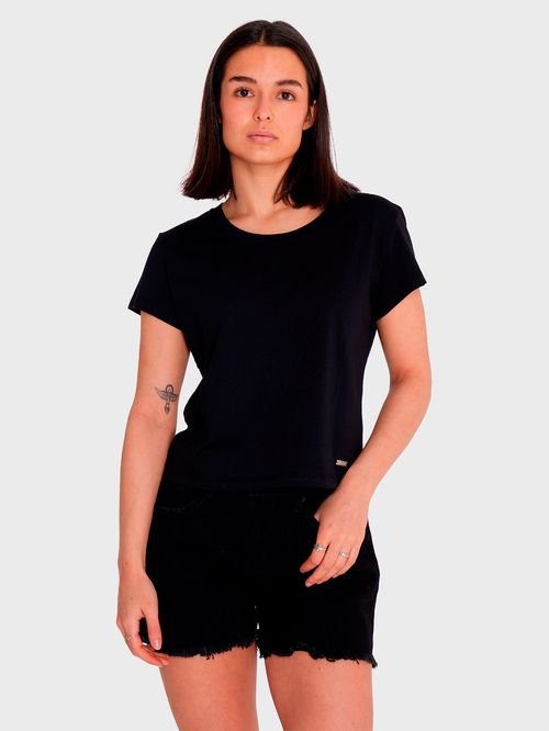 Polera Manga Corta Mujer Essential Crop Negra Billabong