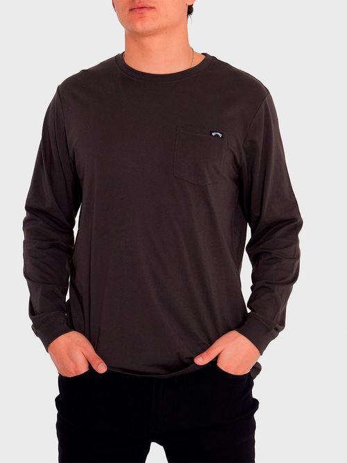 Polera Manga Larga Hombre Essential Pocket Gris Billabong