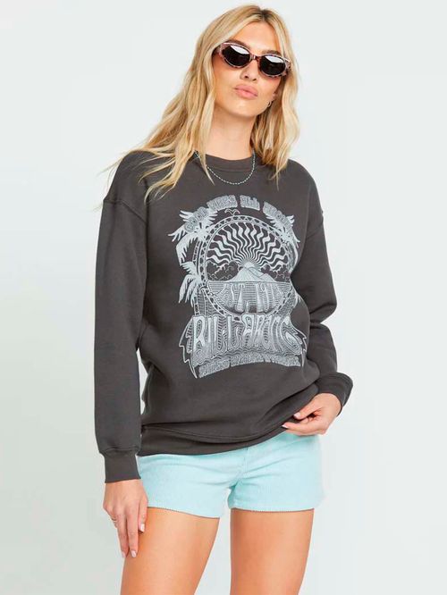 Poleron Mujer Palm Classics Crew Negro Billabong