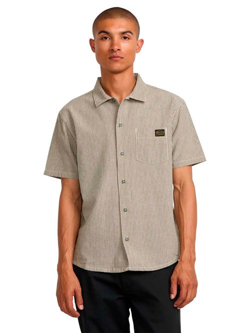 Camisa m/c Hombre Dayshift Stripe Verde RVCA