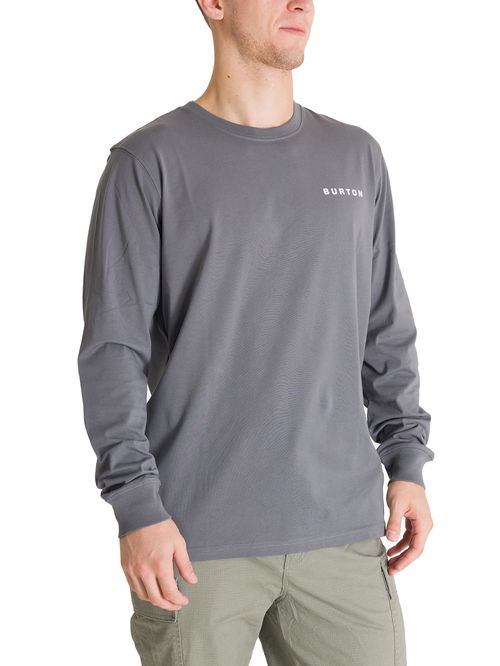Polera Manga Larga Hombre Mini Chest Logo Gris Burton