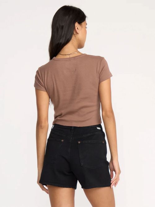 Polera Manga Corta Mujer Tropic Happenings Café Oscuro Billabong