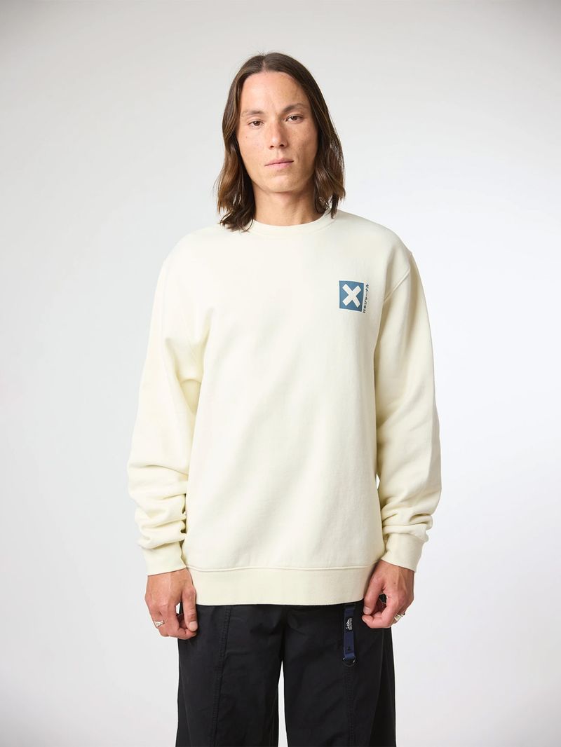 Poleron Unisex Nature Crew Marfil Blue Banana