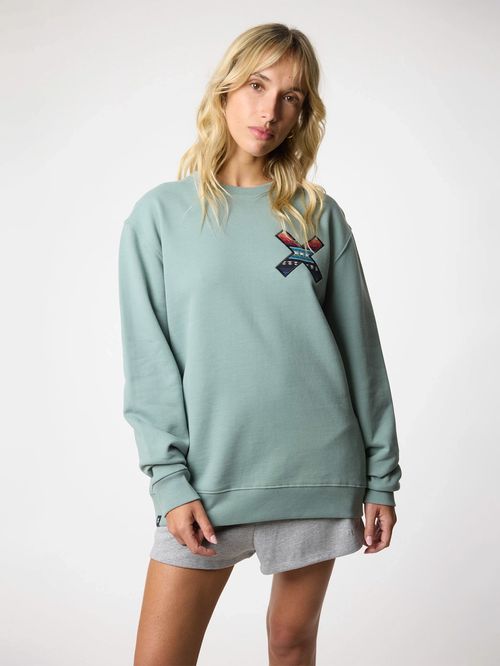 Poleron Unisex Classic Crew Verde Claro Blue Banana