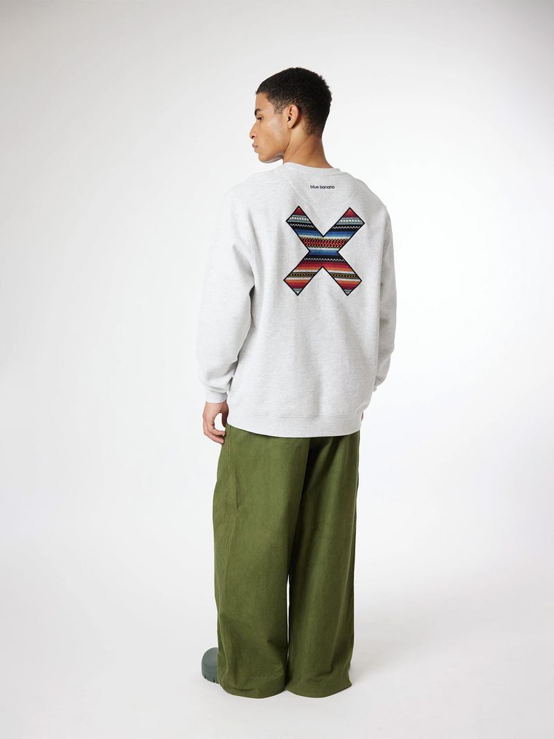 Poleron Unisex Classic Crew Gris Claro Blue Banana