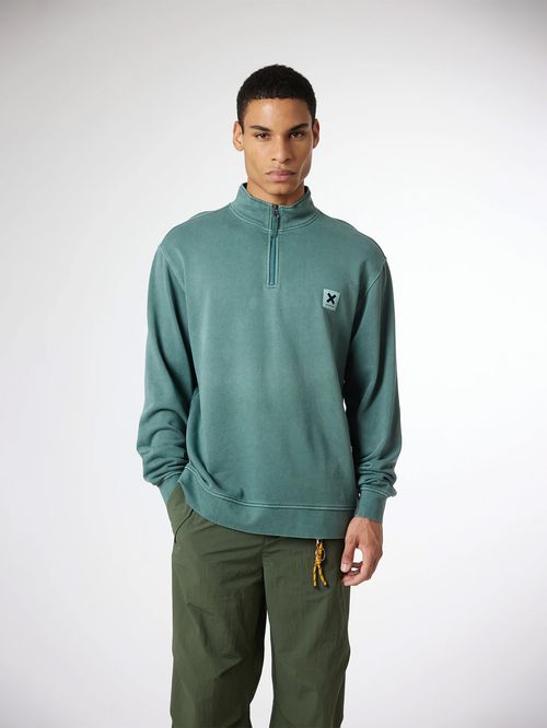 Poleron Unisex Iconic Half Zip Crew Verde Blue Banana