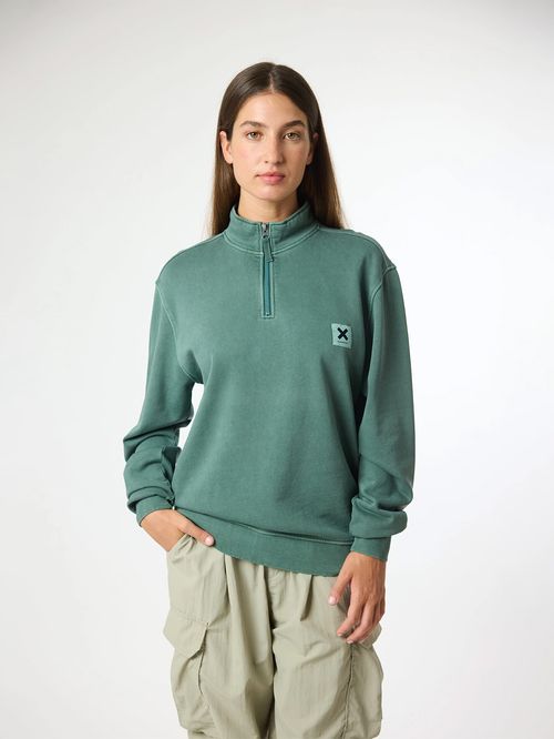Poleron Unisex Iconic Half Zip Crew Verde Blue Banana