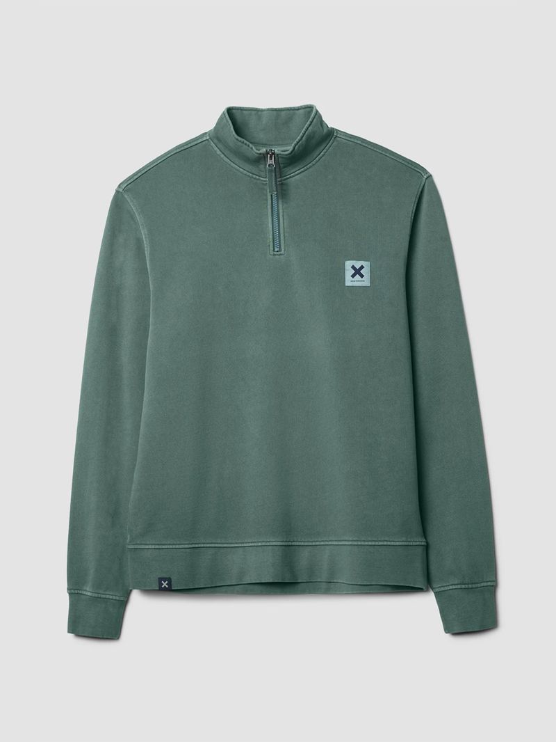 Poleron Unisex Iconic Half Zip Crew Verde Blue Banana