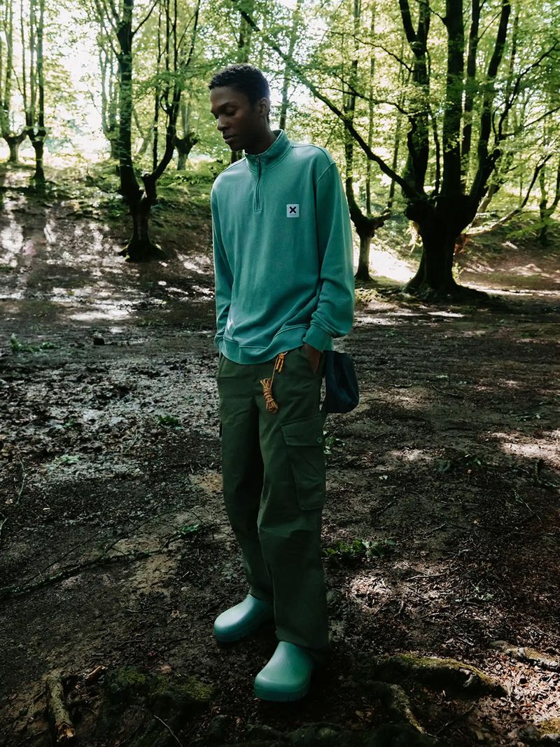 Poleron Unisex Iconic Half Zip Crew Verde Blue Banana