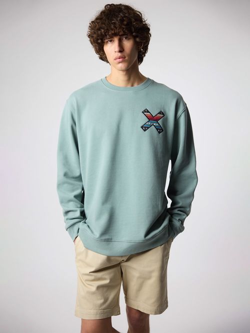 Poleron Unisex Classic Crew Verde Claro Blue Banana