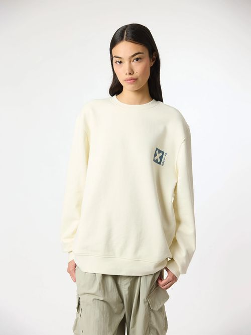 Poleron Unisex Nature Crew Marfil Blue Banana