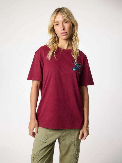 Polera M/C Unisex Classic Tee Burdeo Blue Banana