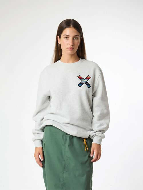 Poleron Unisex Classic Crew Gris Claro Blue Banana