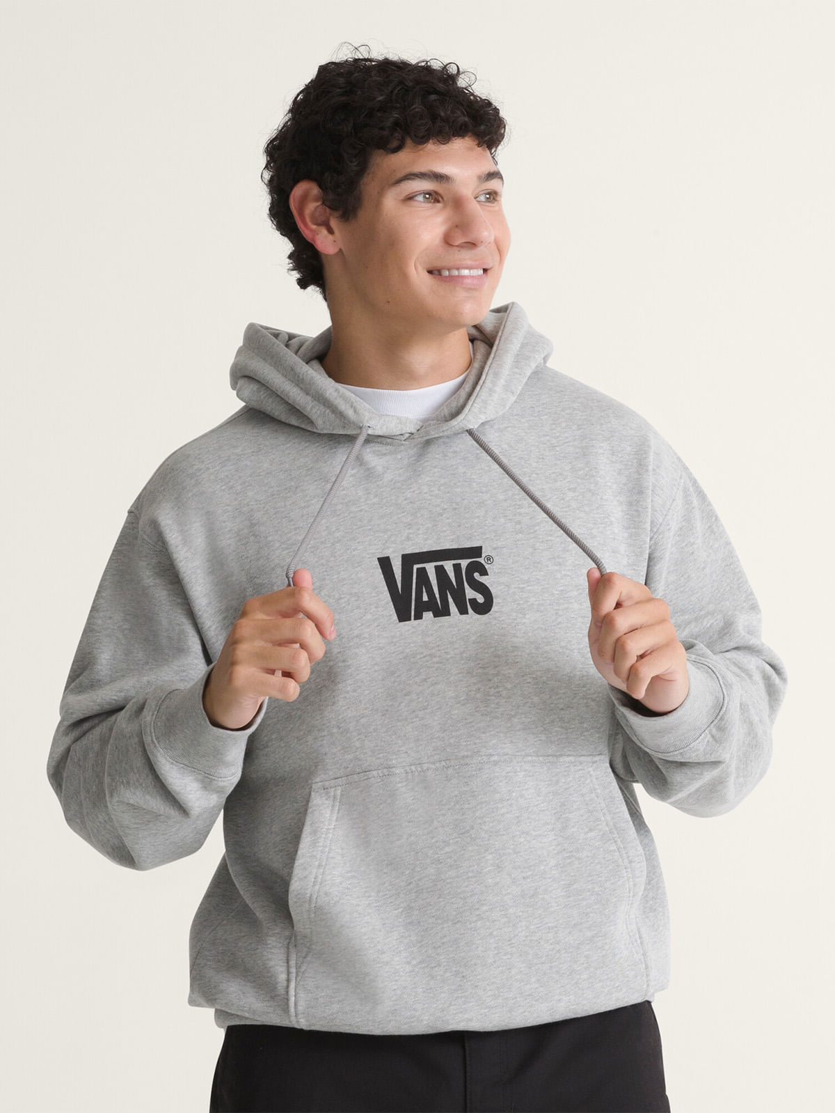 Poleron Hombre Stretch Logo Pullove Gris Vans